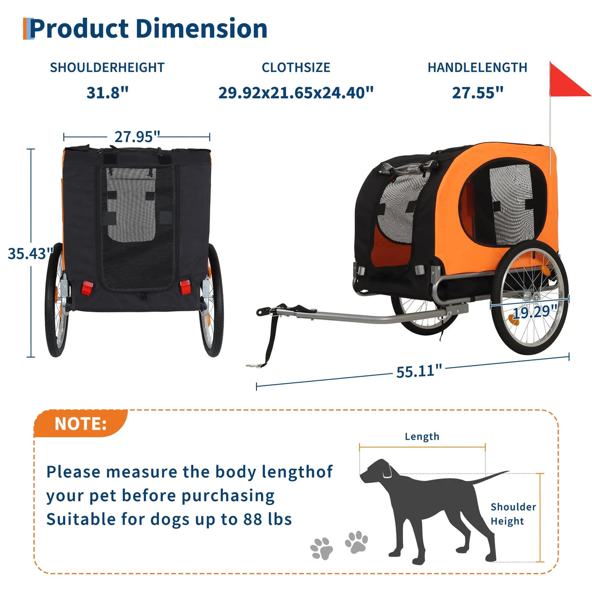 Foldable Dog Bike Trailer With Quick Release Wheels