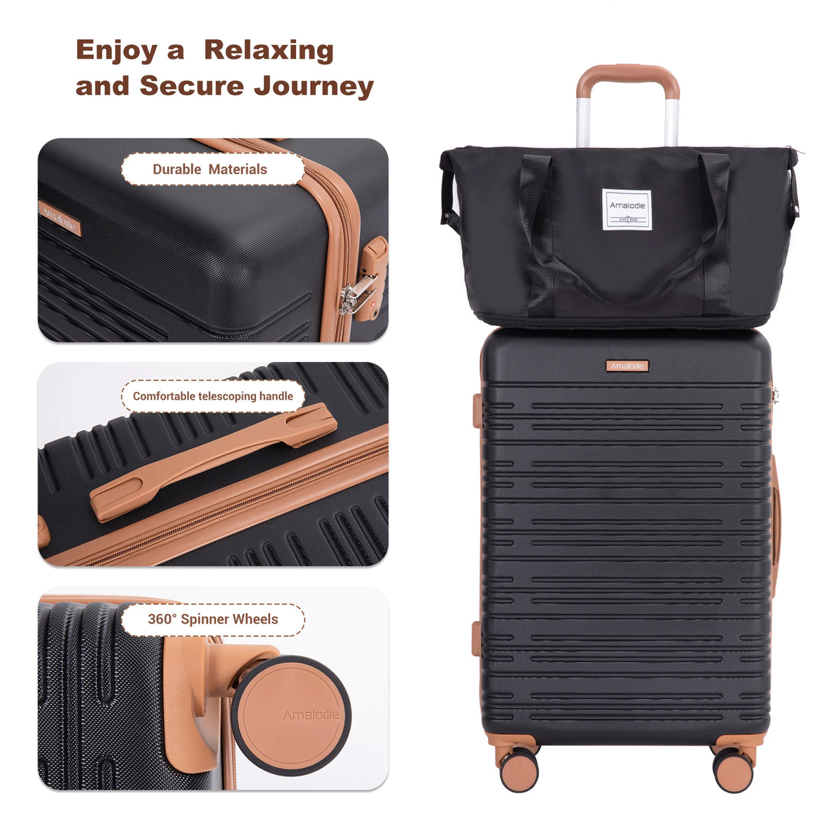 TRIPCOMP 6-Piece Luggage Set With Spinner Wheels TSA Lock