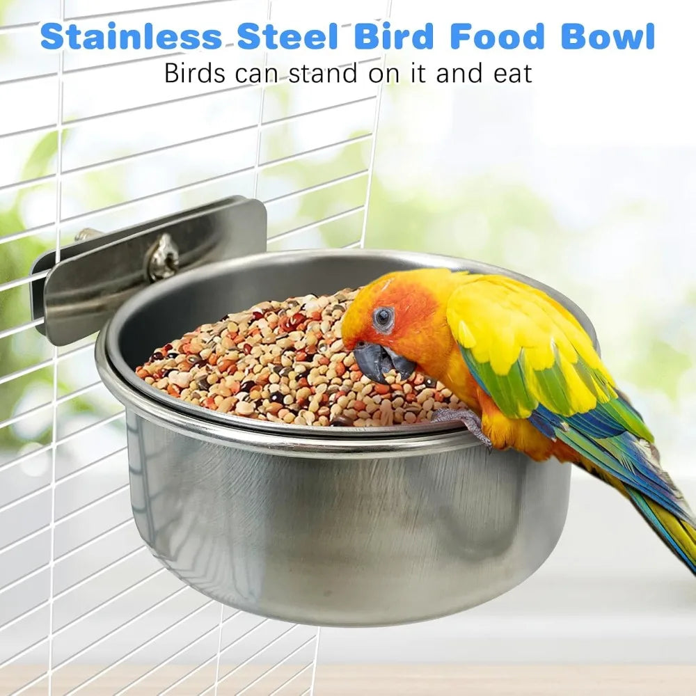 Secure Bird Cage Feeder Cups For Parrots And Small Birds