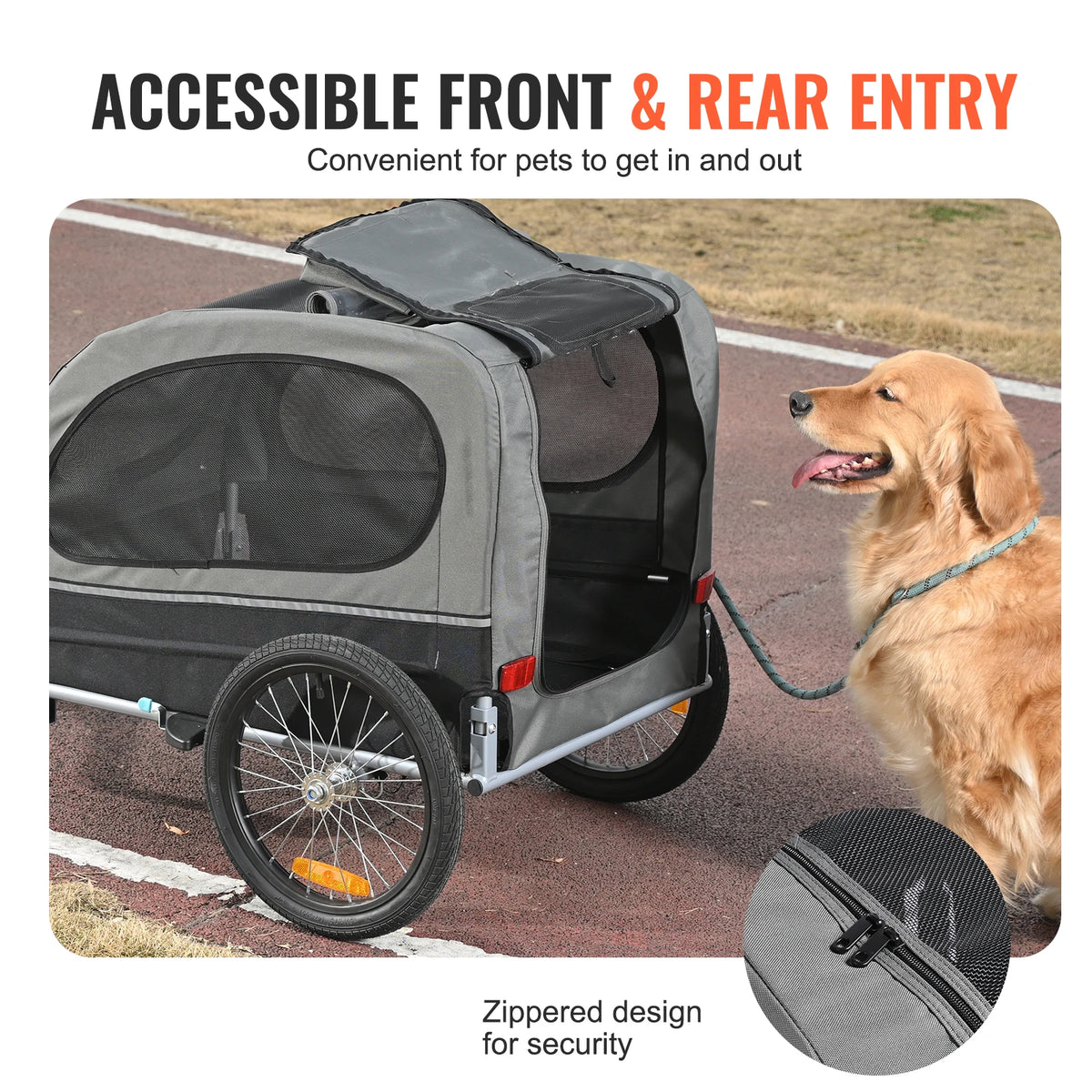 SucceBuy Collapsible Dog Bicycle Trailer Carrier with Wheels