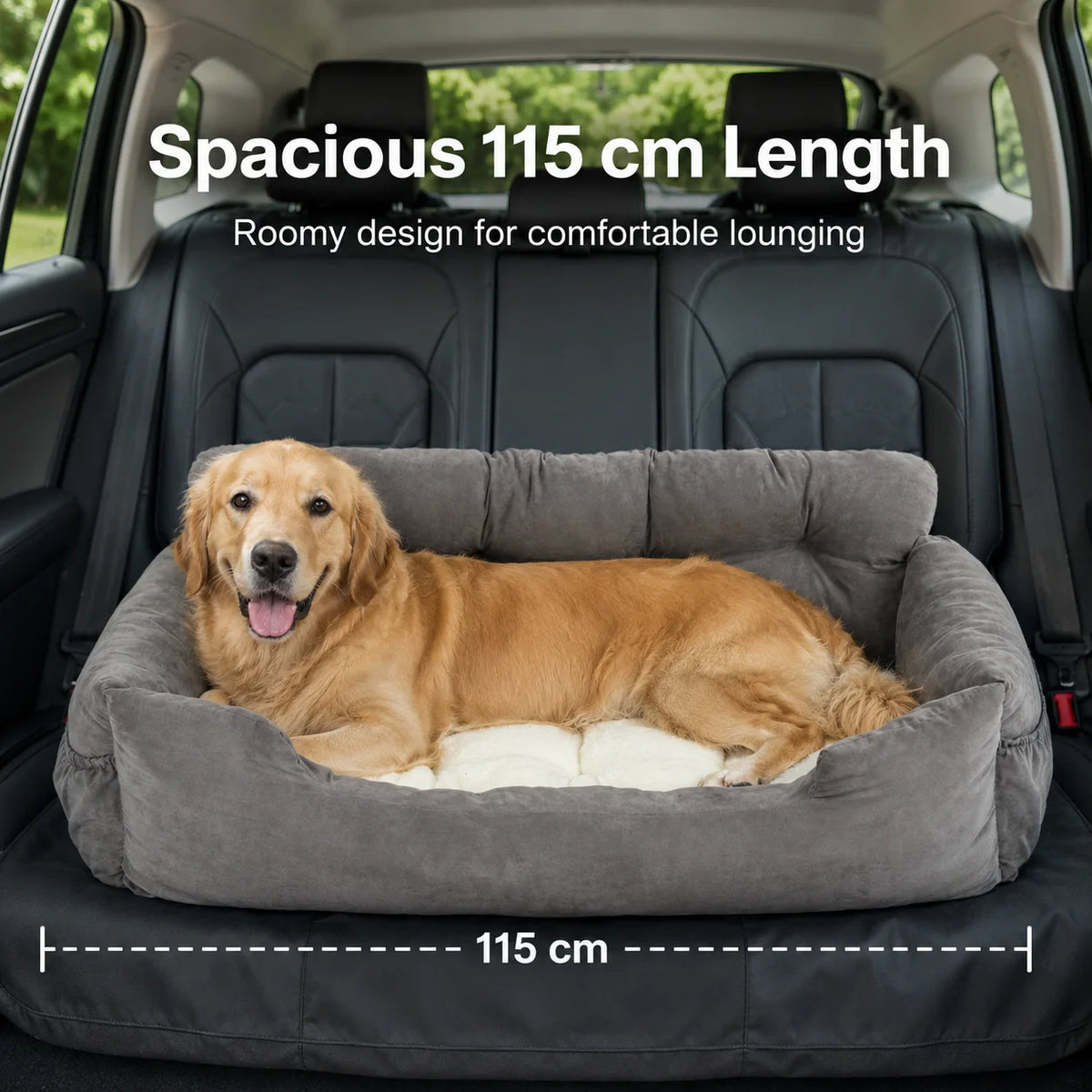 Portable Pet Car Seat With Safety Leash And Storage Pockets