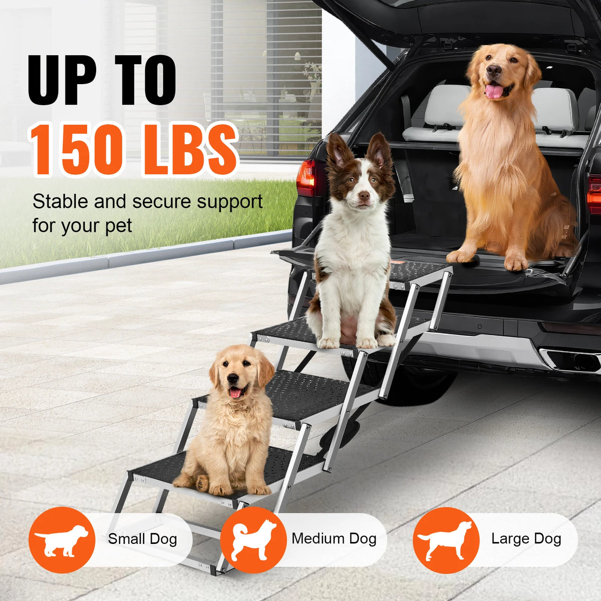 SucceBuy Dog Car Steps Folding Portable Pet Stairs 150 Lb