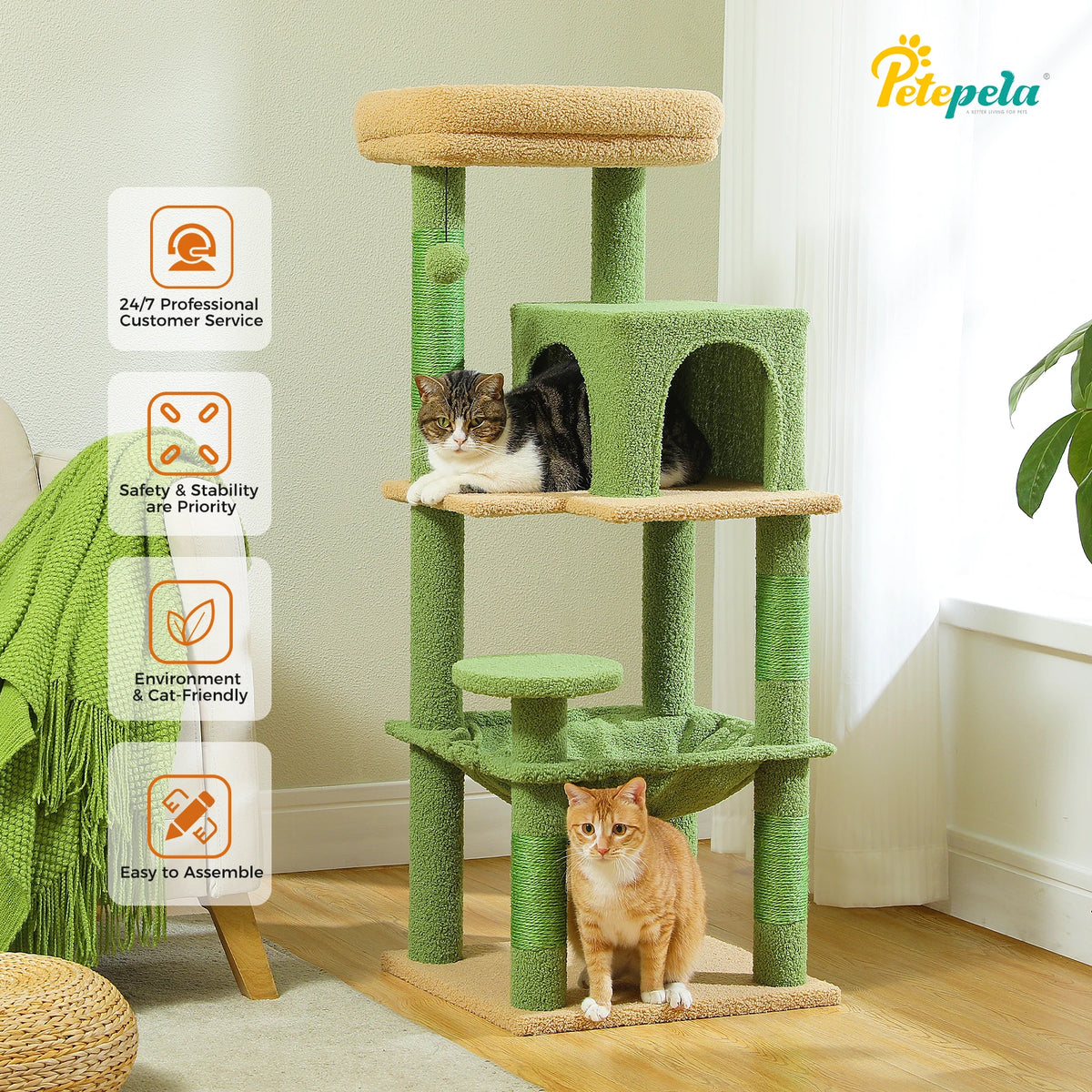 PETEPELA Cat Tree Indoor 5 Level Tower for Large Cats