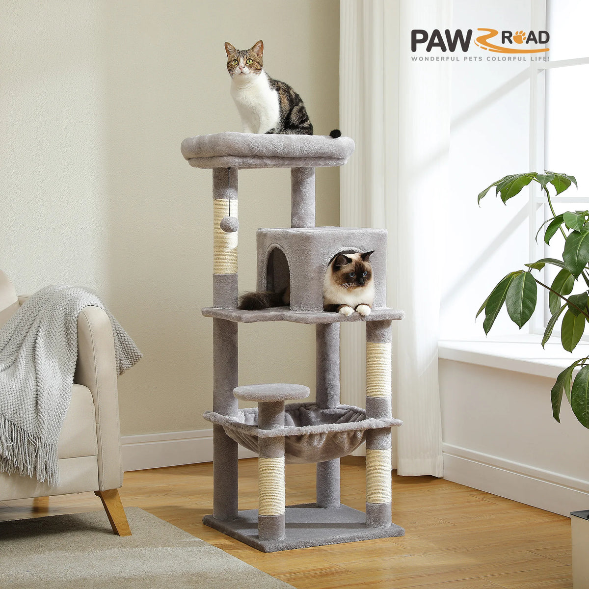 PETEPELA Cat Tree Indoor 5 Level Tower for Large Cats