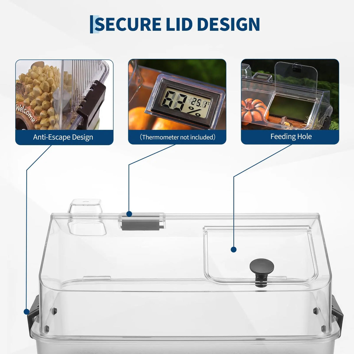 HiMISS Small Reptile Terrarium Kit With Lid And Acrylic Tank