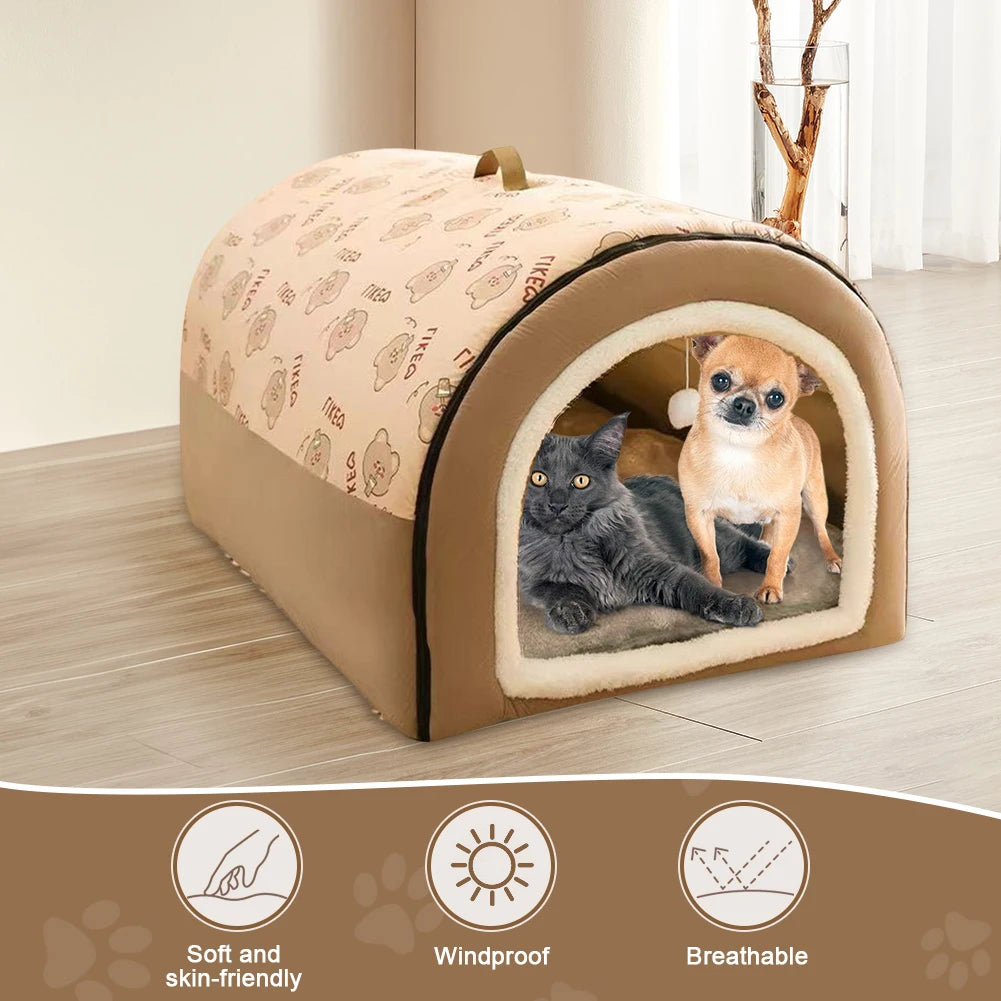 Detachable Washable Cat And Dog Cave Bed House