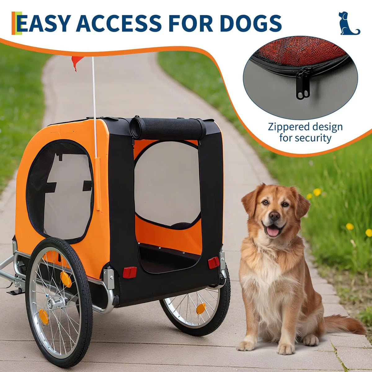 Foldable Dog Bike Trailer With Quick Release Wheels