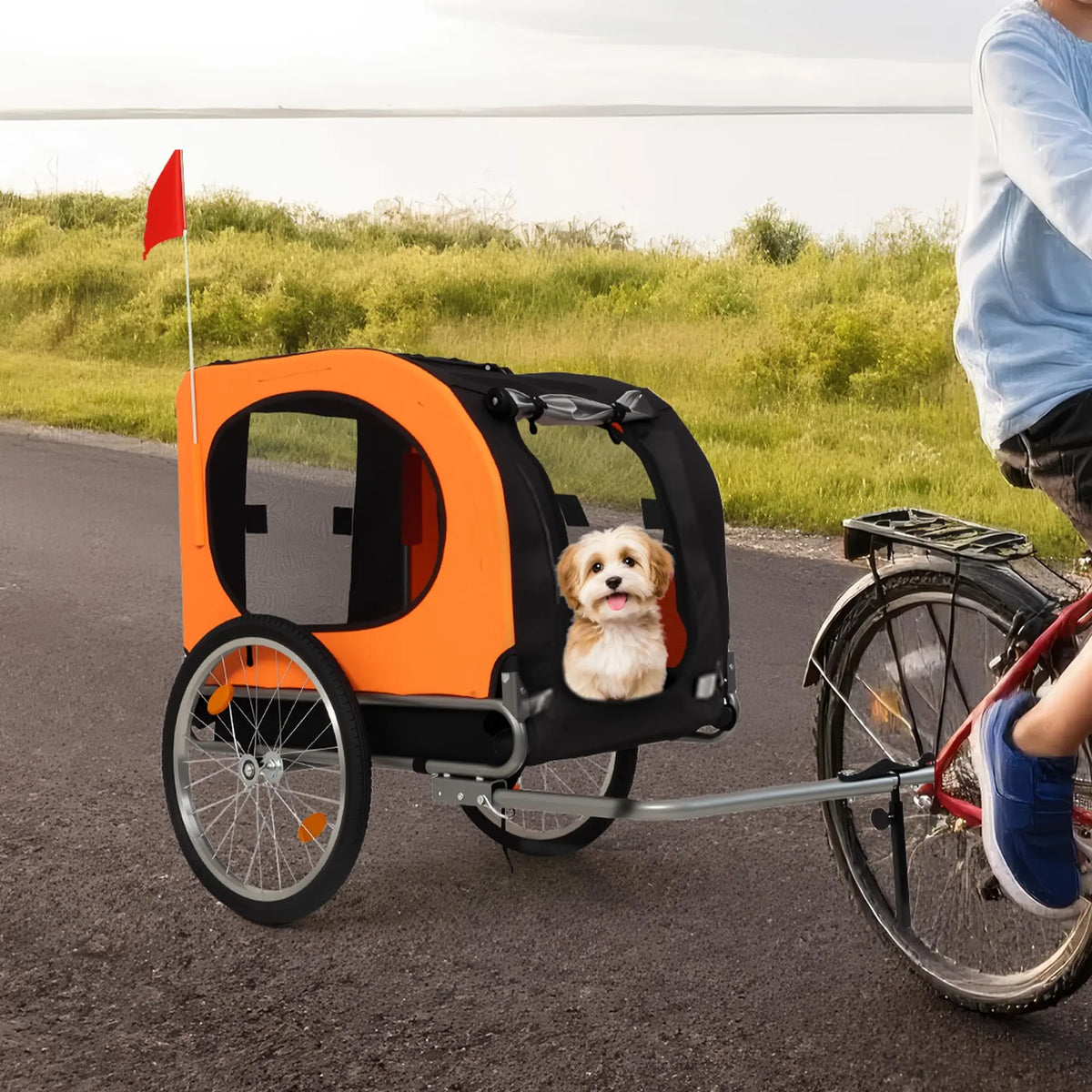 Foldable Dog Bike Trailer With Quick Release Wheels