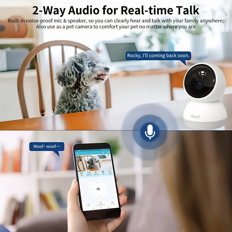 ALAGA 3K Pet Camera With Phone App 360 Pan Tilt 2 Way Audio