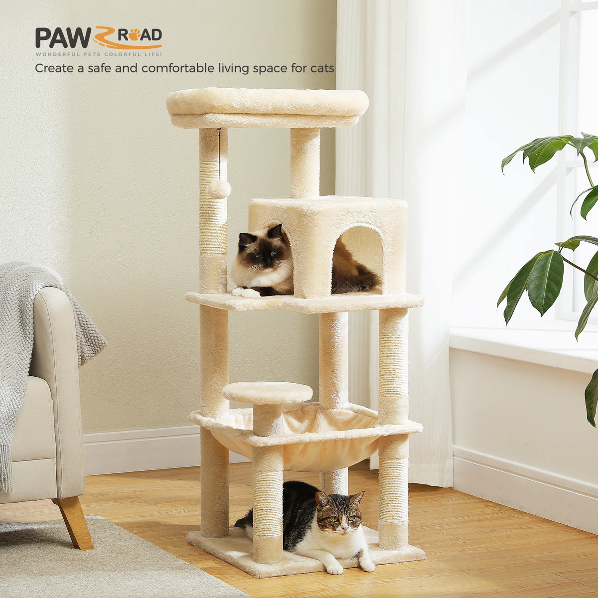 PETEPELA Cat Tree Indoor 5 Level Tower for Large Cats