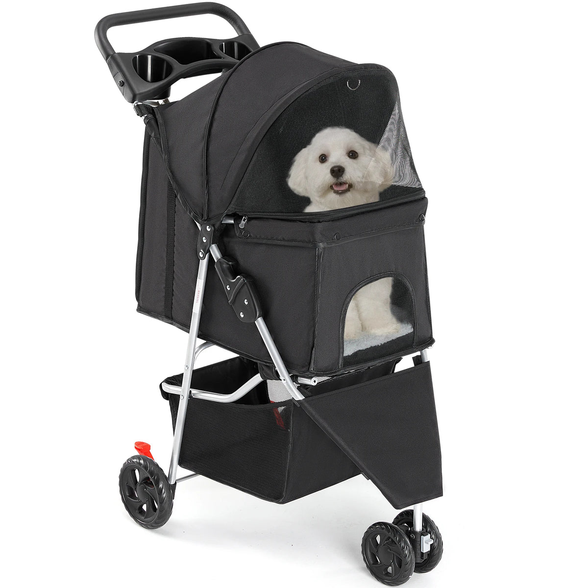 Foldable Three-Wheel Pet Stroller for Dogs and Cats