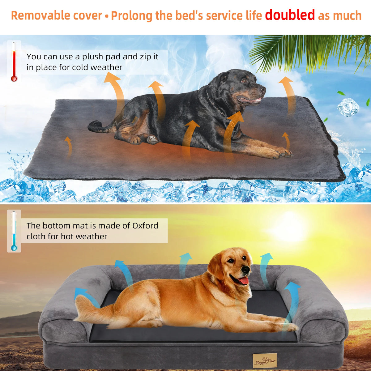 BINGOPAW Orthopedic Waterproof Dog Bed With Sides