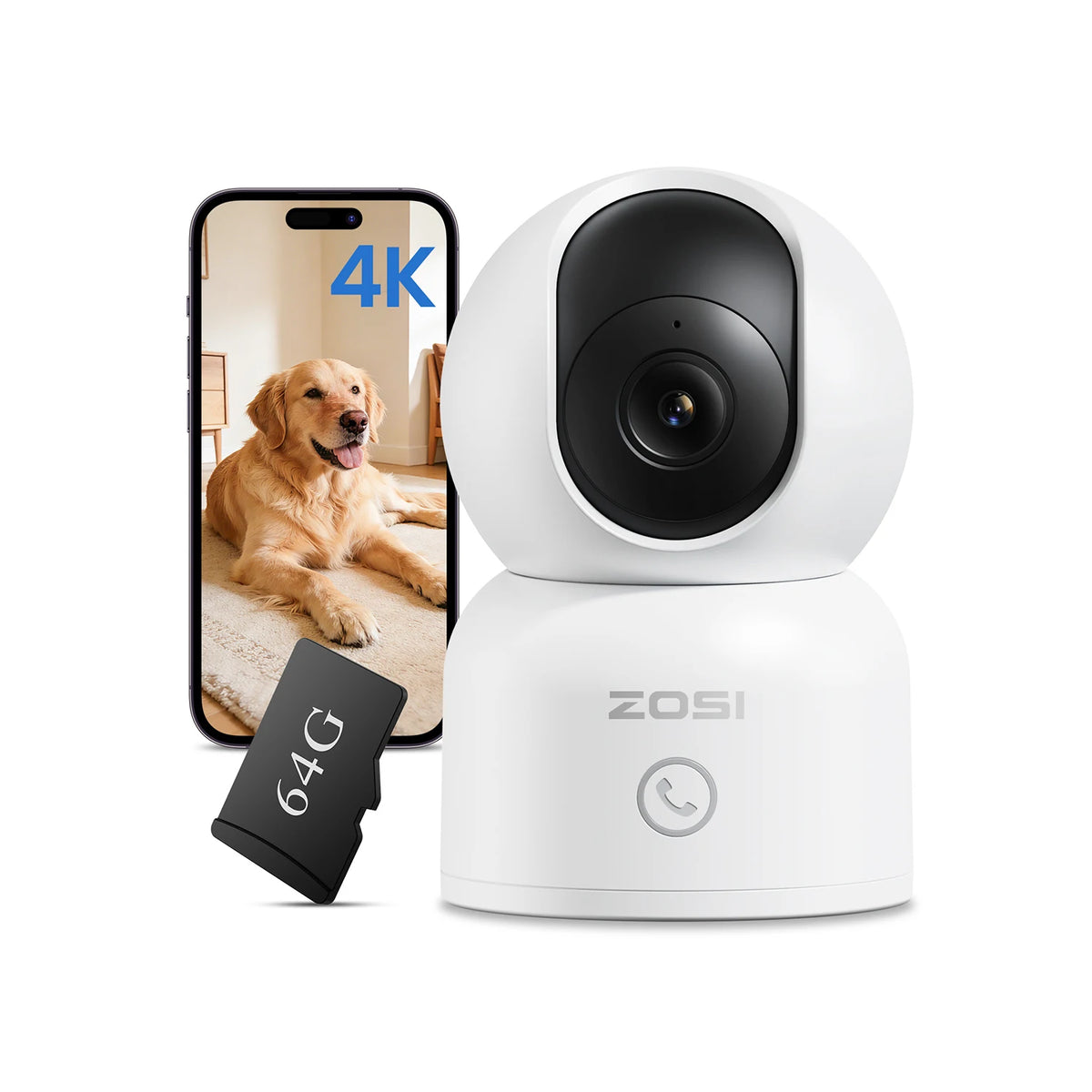 ZOSI Indoor Pan Tilt Security Camera 360 AI Human Tracking
