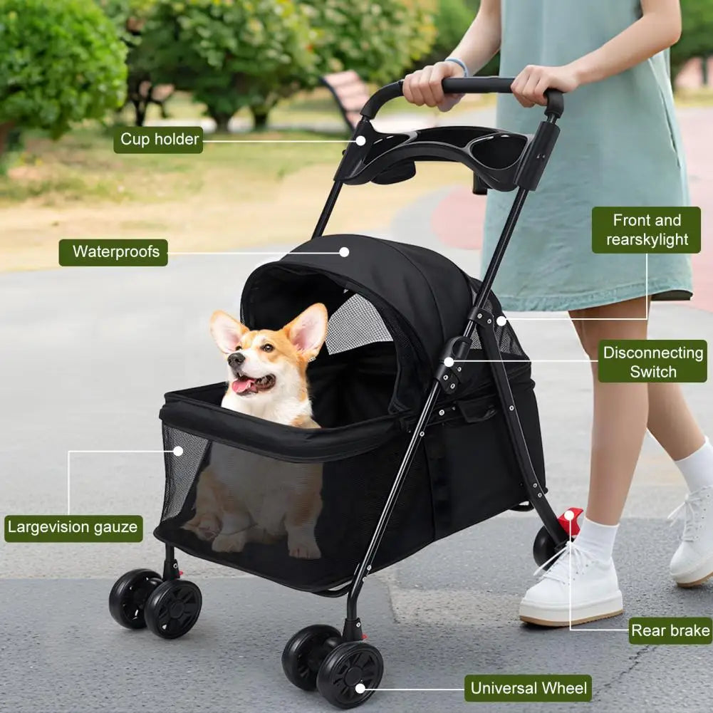Breathable Mesh Pet Stroller With Visible Window