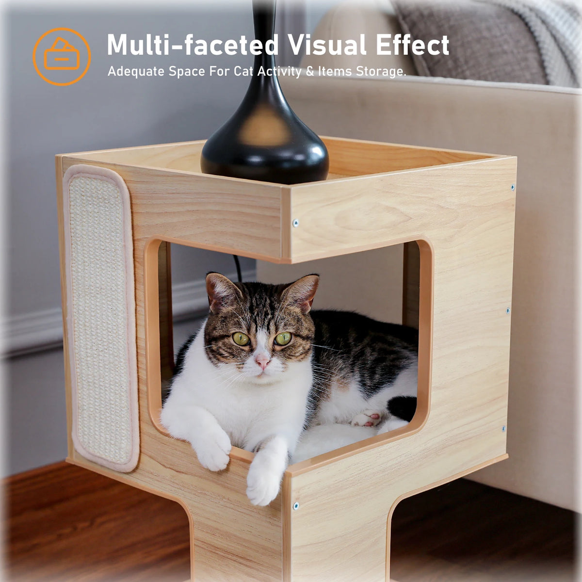 PAWZ Road Wood Cat Condo With Scratching Pad