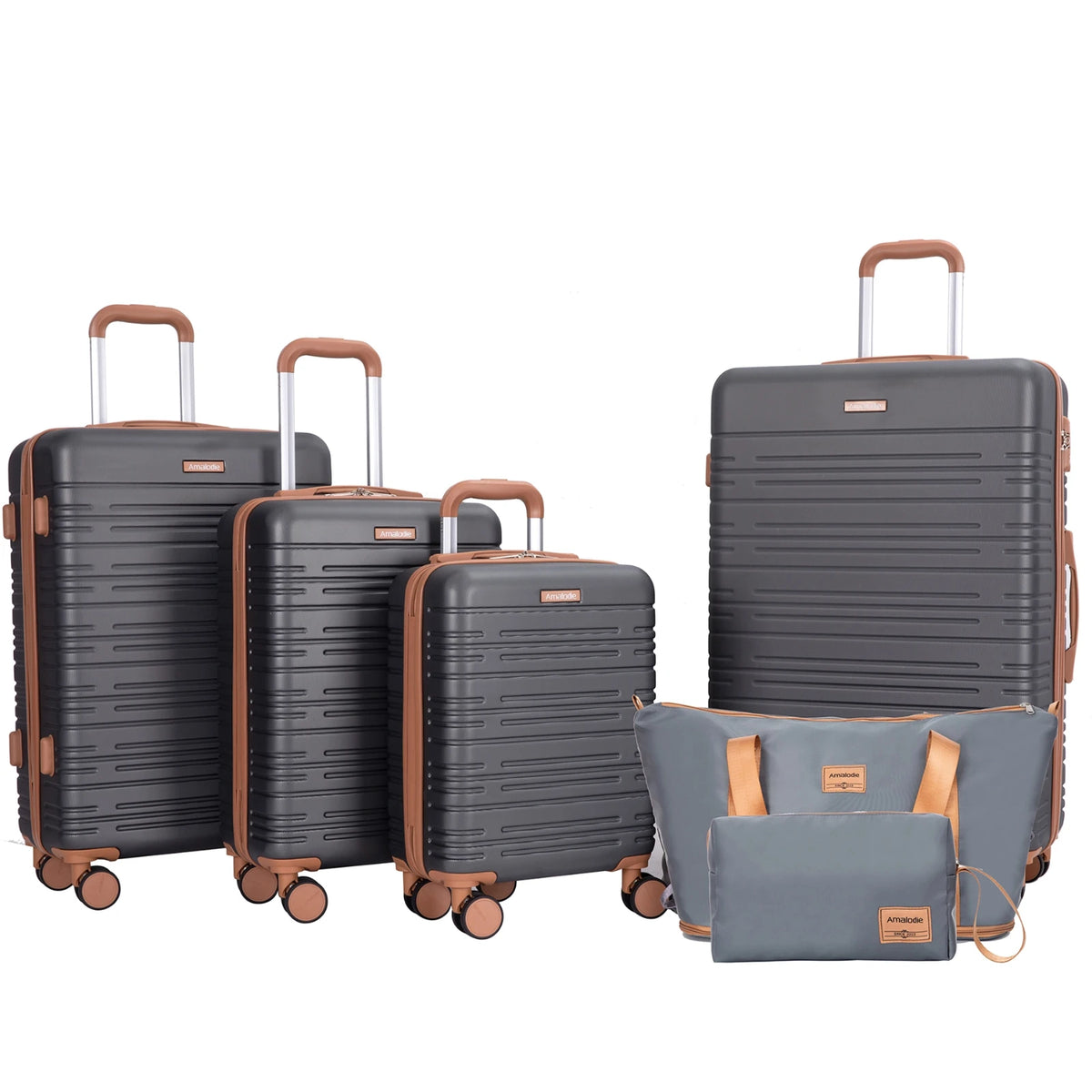 TRIPCOMP 6-Piece Luggage Set With Spinner Wheels TSA Lock