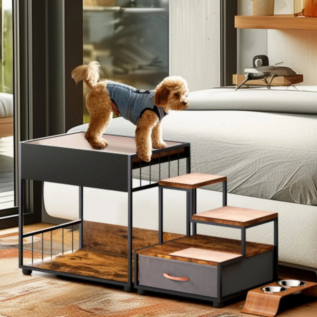 Multi Level Dog Bunk Bed With Steps And Storage