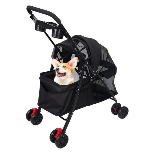 Breathable Mesh Pet Stroller With Visible Window