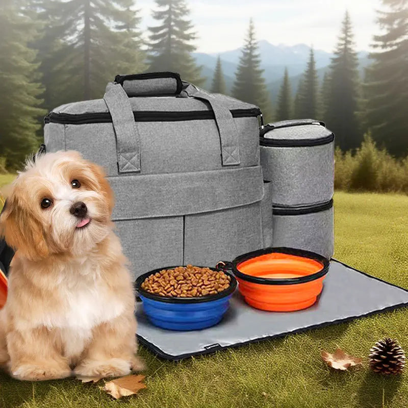 Foldable Pet Travel Backpack With Food Pouch