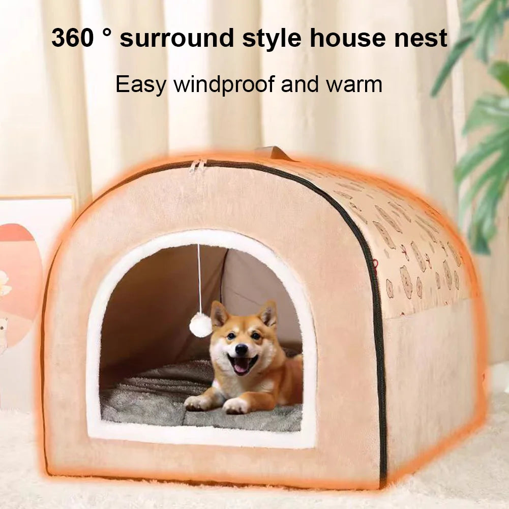 Detachable Washable Cat And Dog Cave Bed House