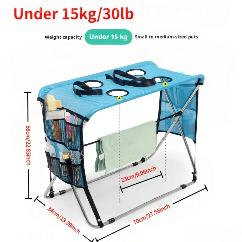 Foldable Pet Grooming Hammock With Support Stand