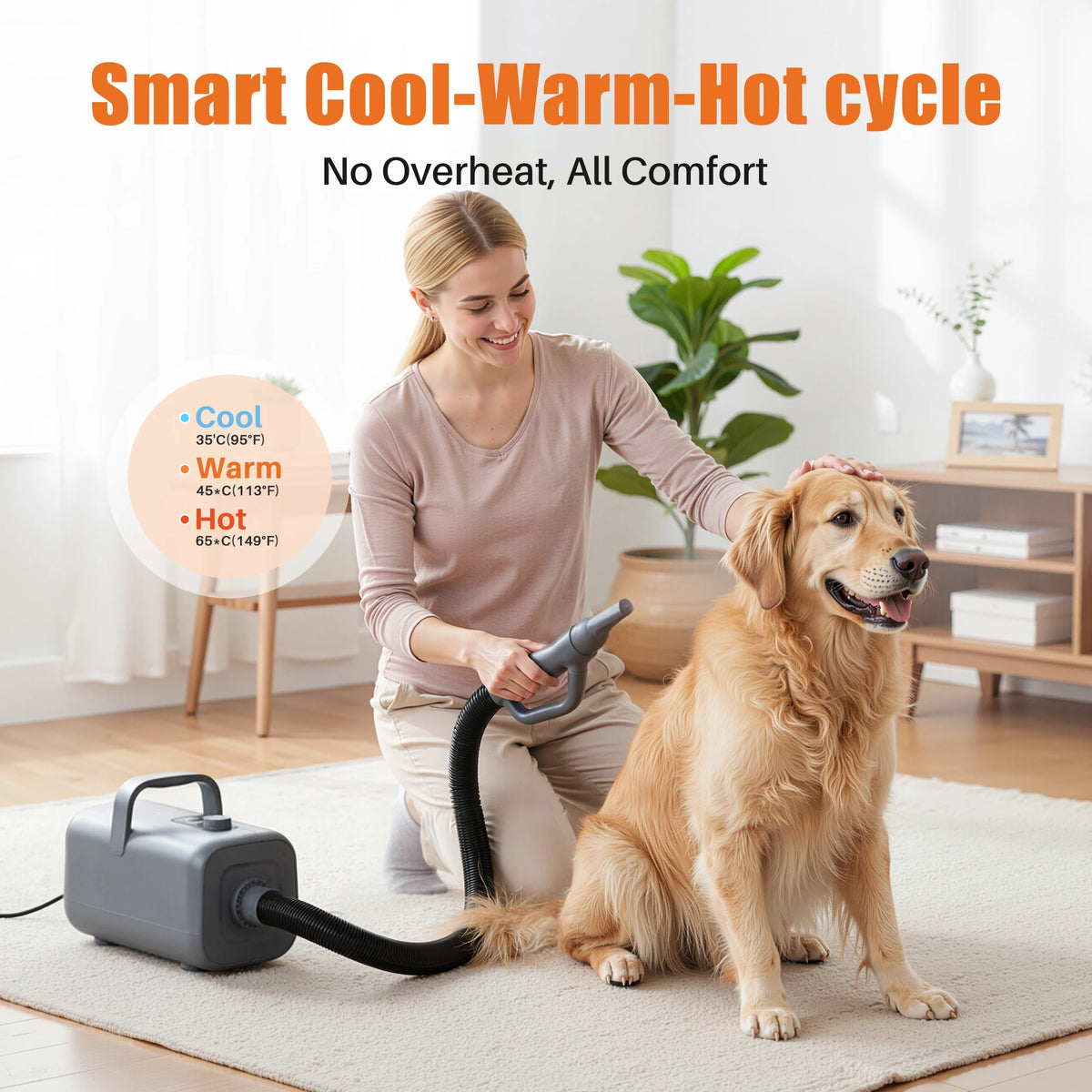 JHK Pet Grooming Vacuum And Blow Dryer Kit