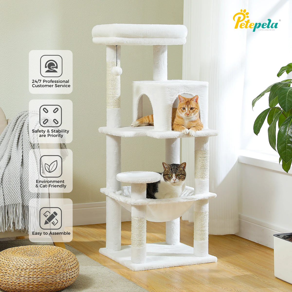 PETEPELA Cat Tree Indoor 5 Level Tower for Large Cats
