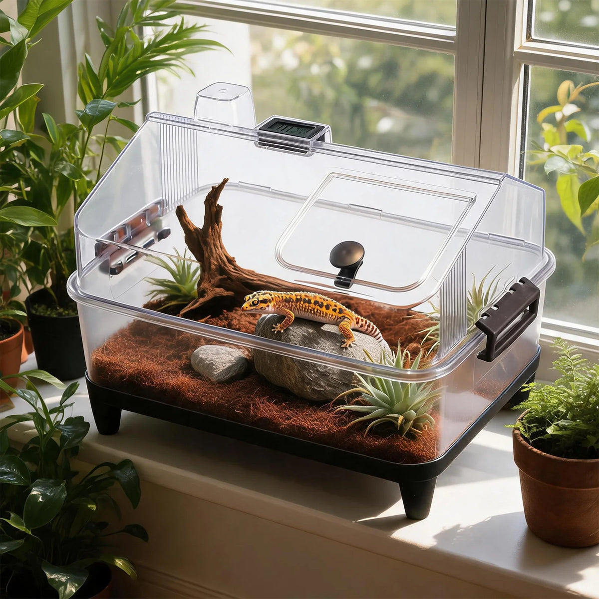 HiMISS Small Reptile Terrarium Kit With Lid And Acrylic Tank