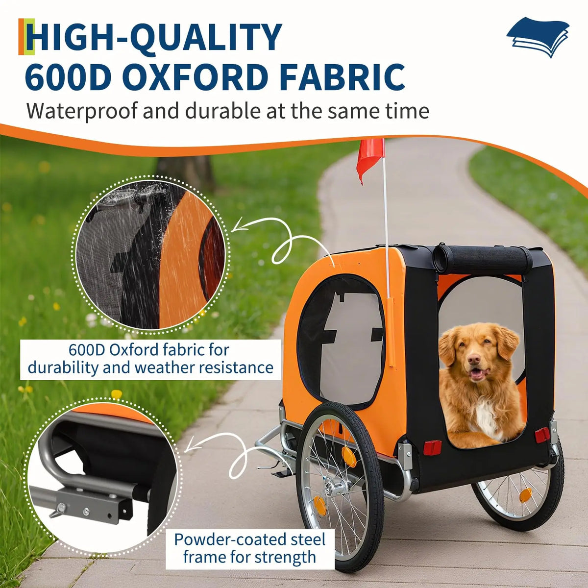 Foldable Dog Bike Trailer With Quick Release Wheels