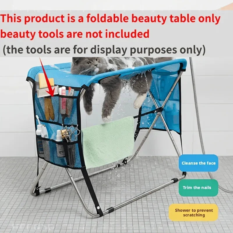 Foldable Pet Grooming Hammock With Support Stand