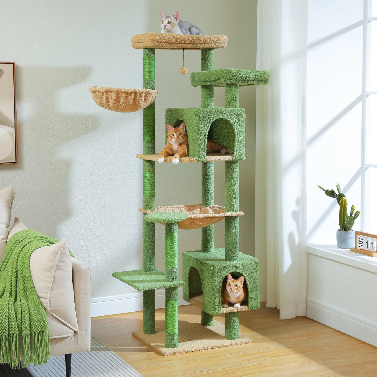 PAWZ Road Tall Cat Tree With Hammock Scratching Posts
