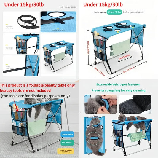 Foldable Pet Grooming Hammock With Support Stand