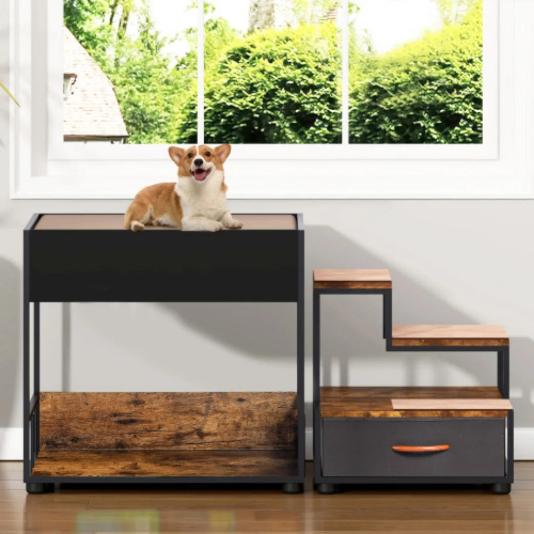 Multi Level Dog Bunk Bed With Steps And Storage