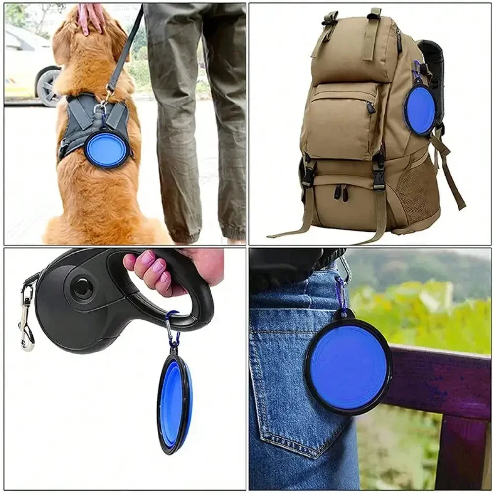 Foldable Silicone Dog Feeder Bowl 2in1 Dispenser