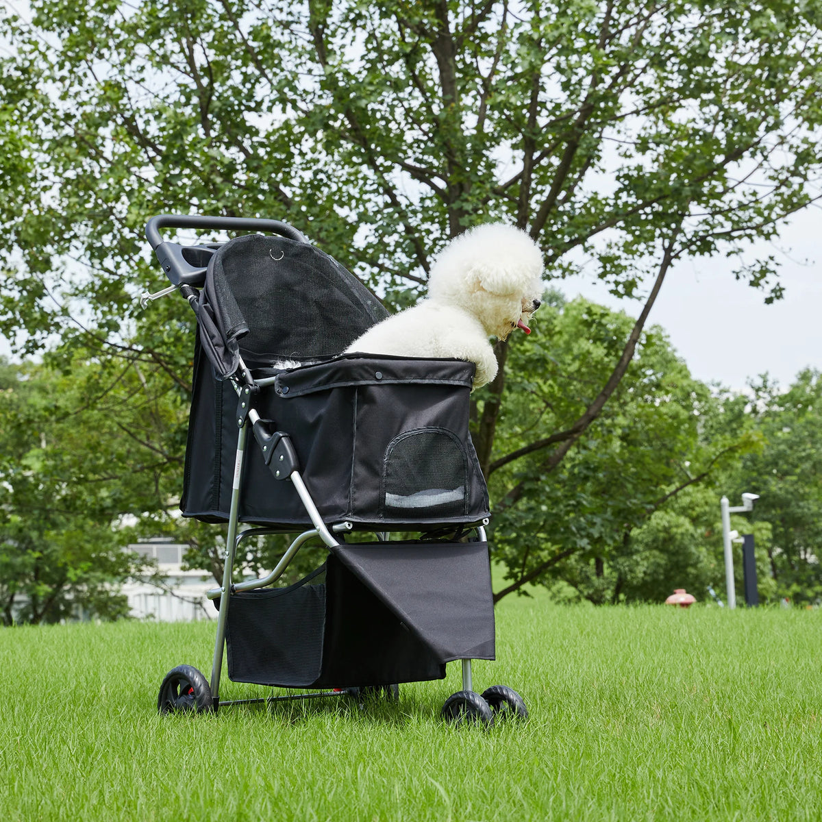 Foldable Three-Wheel Pet Stroller for Dogs and Cats
