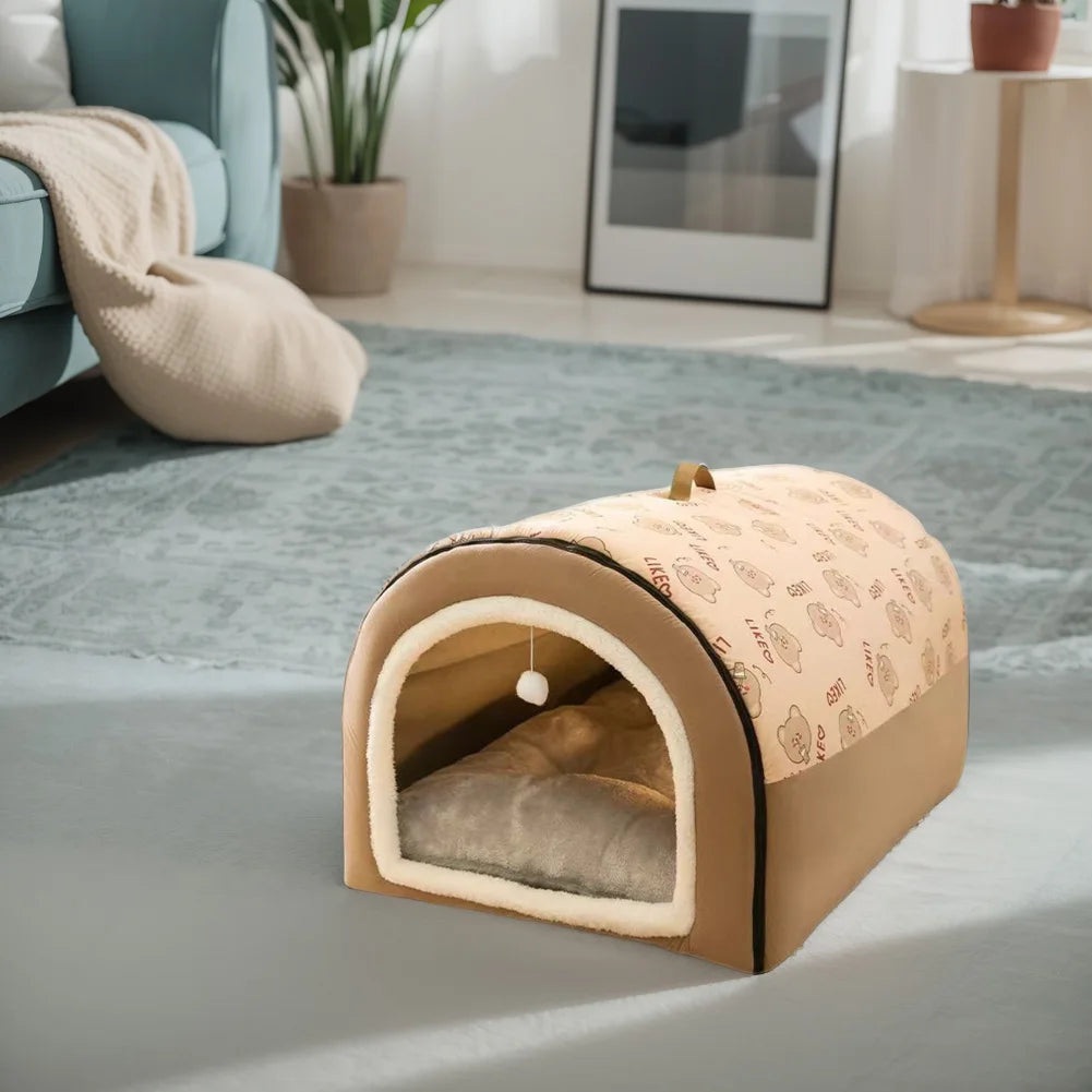 Detachable Washable Cat And Dog Cave Bed House