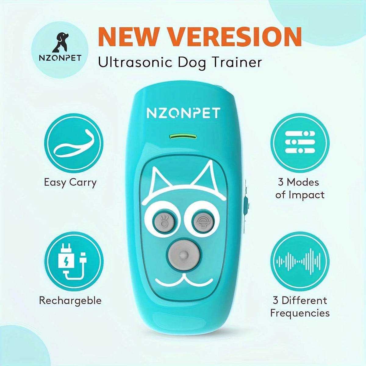 NordARA Ultrasonic Bark Deterrent 3 Mode Dog Trainer