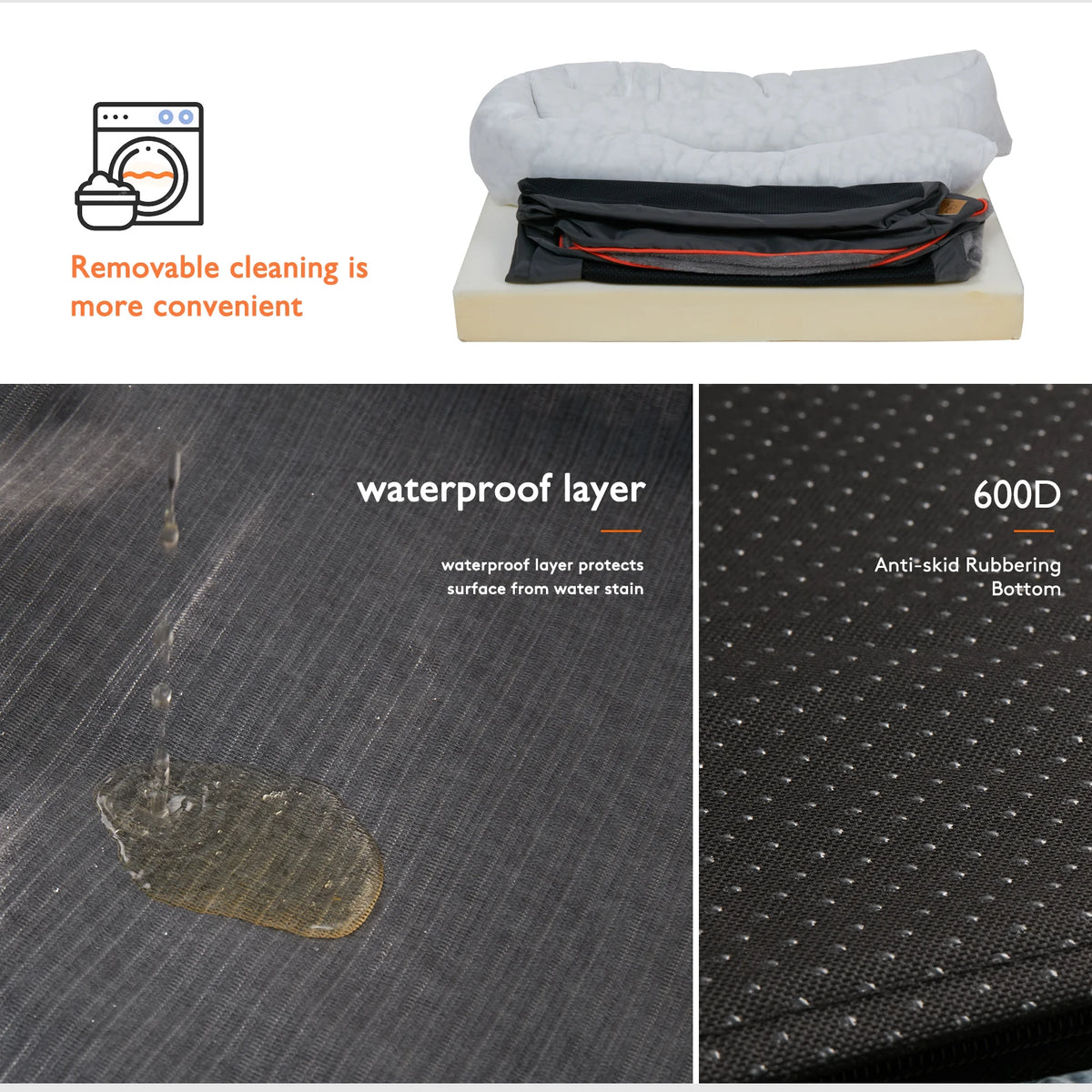 BINGOPAW Waterproof Dog Bed With Removable Washable Cover