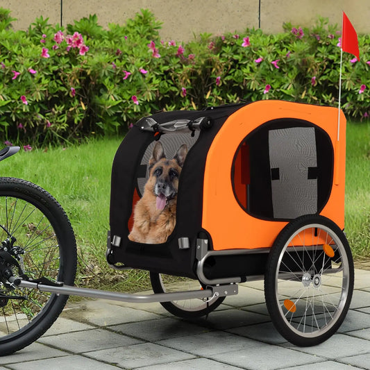 Foldable Dog Bike Trailer With Quick Release Wheels