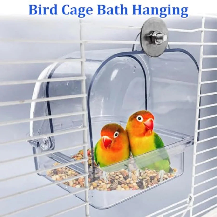 Hanging Bird Cage Bath Feeder Tray For Small Birds
