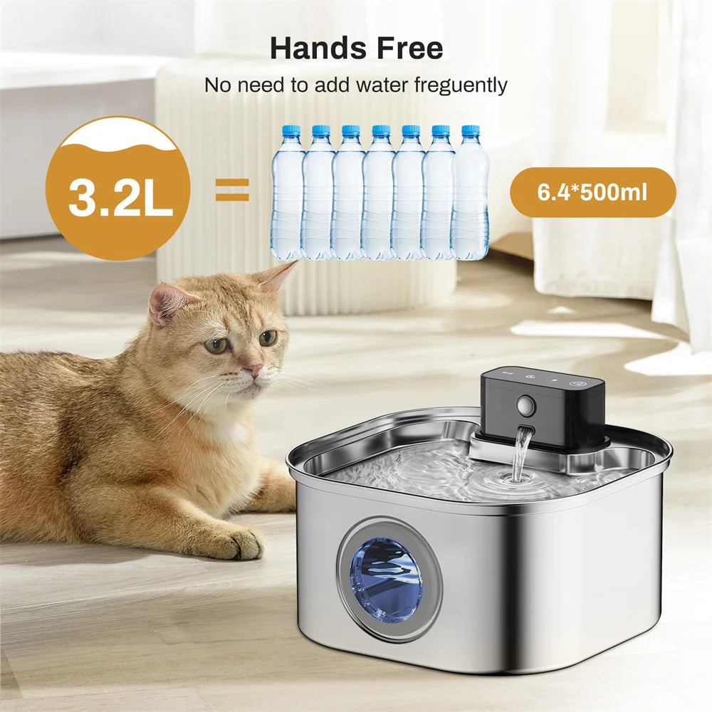 Weomg 3L Automatic Stainless Steel Pet Water Fountain