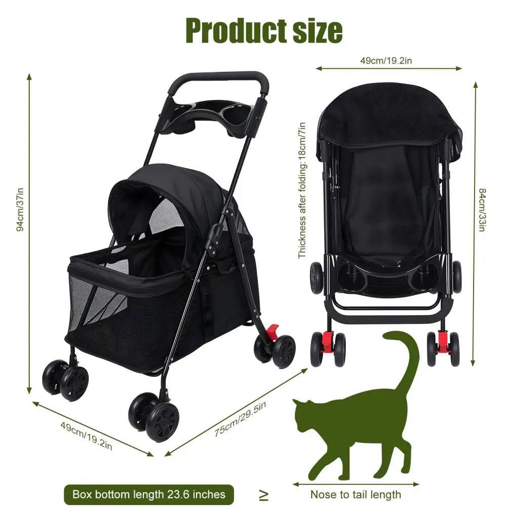 Breathable Mesh Pet Stroller With Visible Window