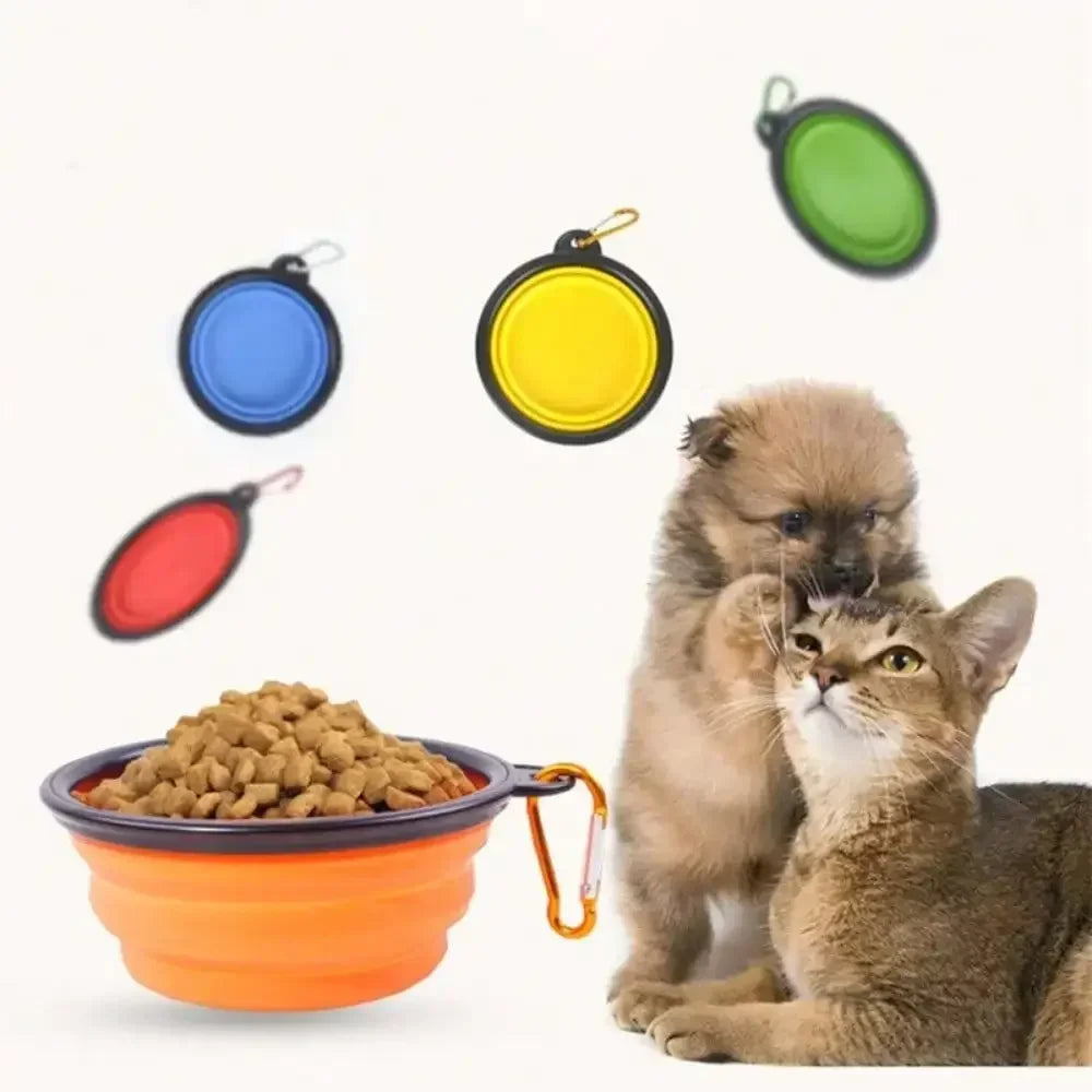 Foldable Silicone Dog Feeder Bowl 2in1 Dispenser