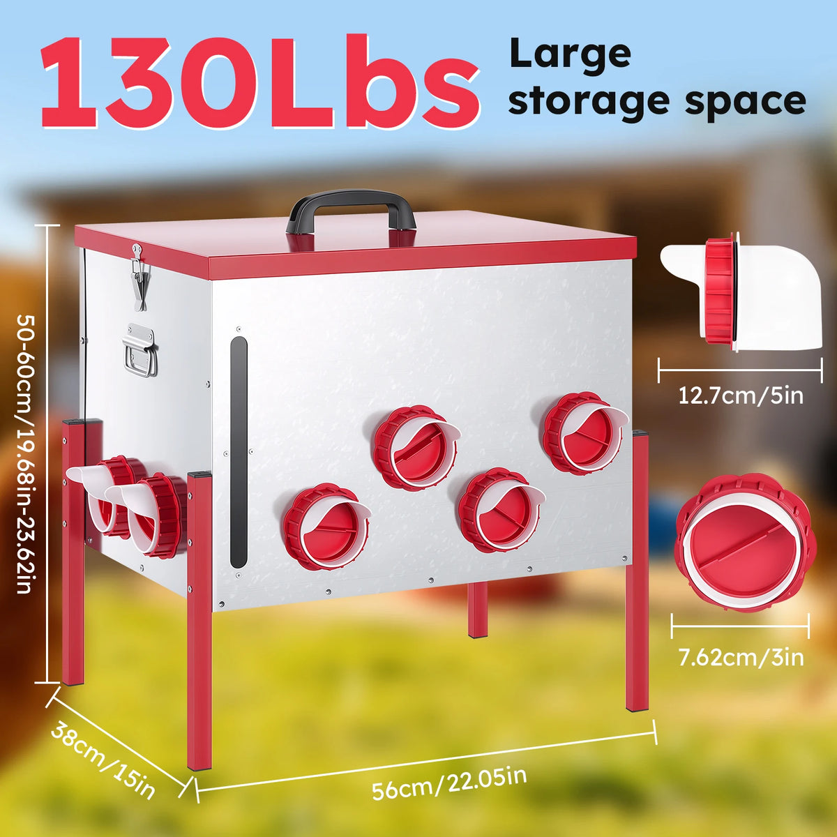Automatic Metal Poultry Feeder With Adjustable Stand