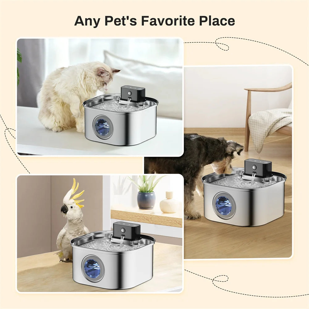 Weomg 3L Automatic Stainless Steel Pet Water Fountain