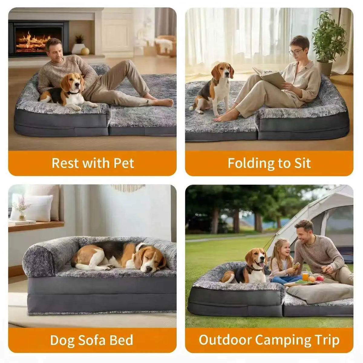 Bingopaw Foldable Orthopedic Dog Bed for Adults and Pets