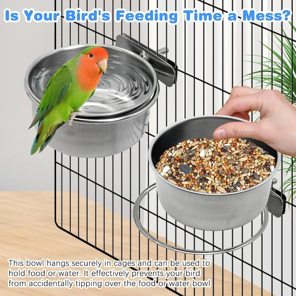 Secure Bird Cage Feeder Cups For Parrots And Small Birds