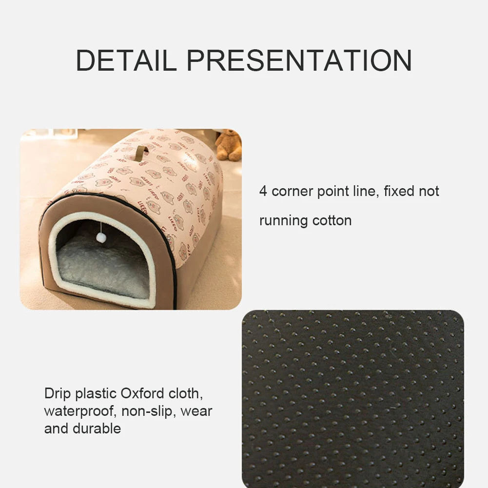 Detachable Washable Cat And Dog Cave Bed House