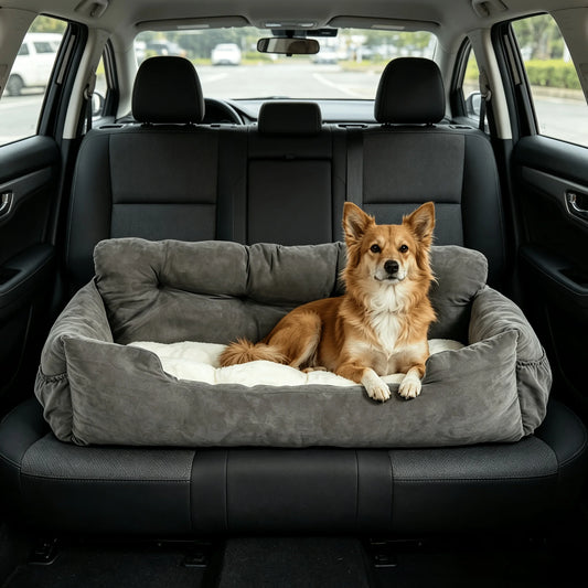 Portable Pet Car Seat With Safety Leash And Storage Pockets