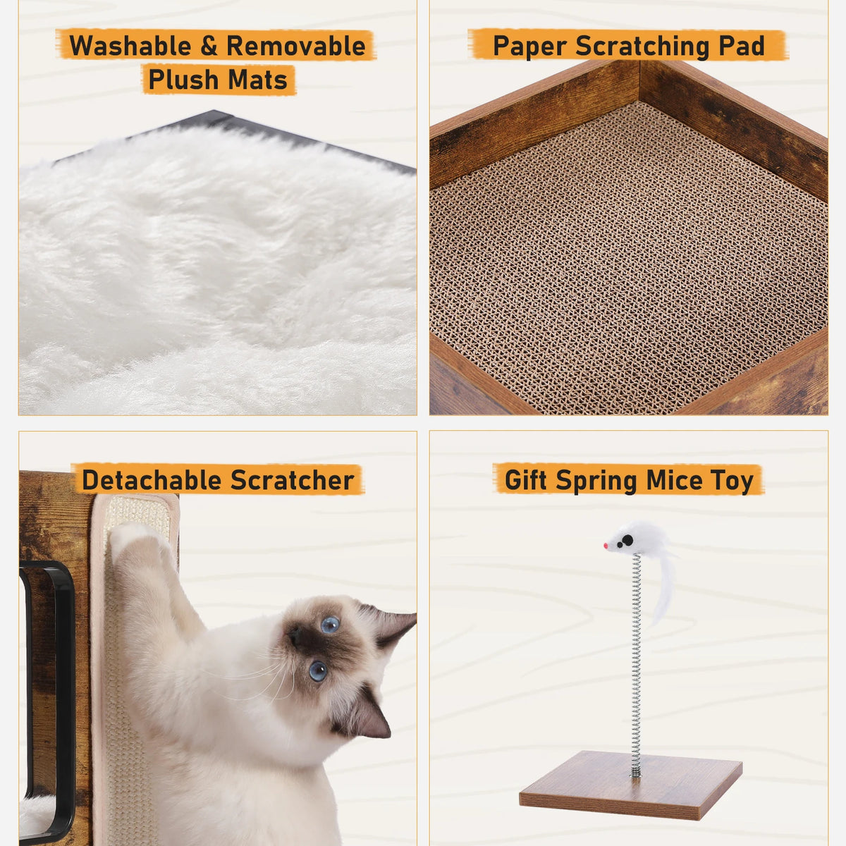 PAWZ Road Wood Cat Condo With Scratching Pad